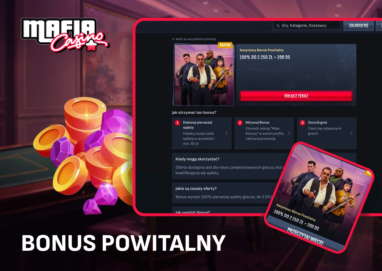 Warunki otrzymania pakietu bonusu powitalnego dla nowych graczy.