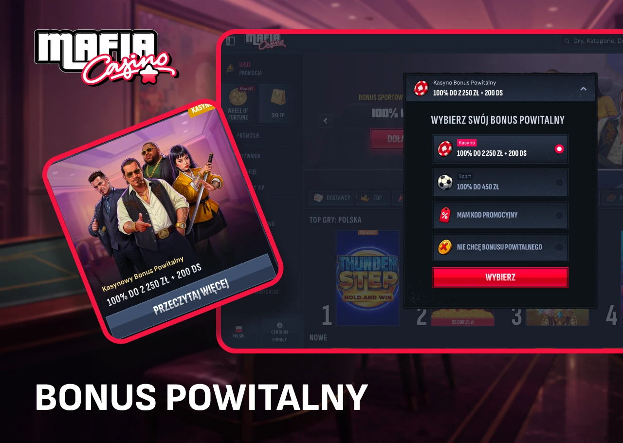 Pakiet bonusu powitalnego dla nowych użytkowników.