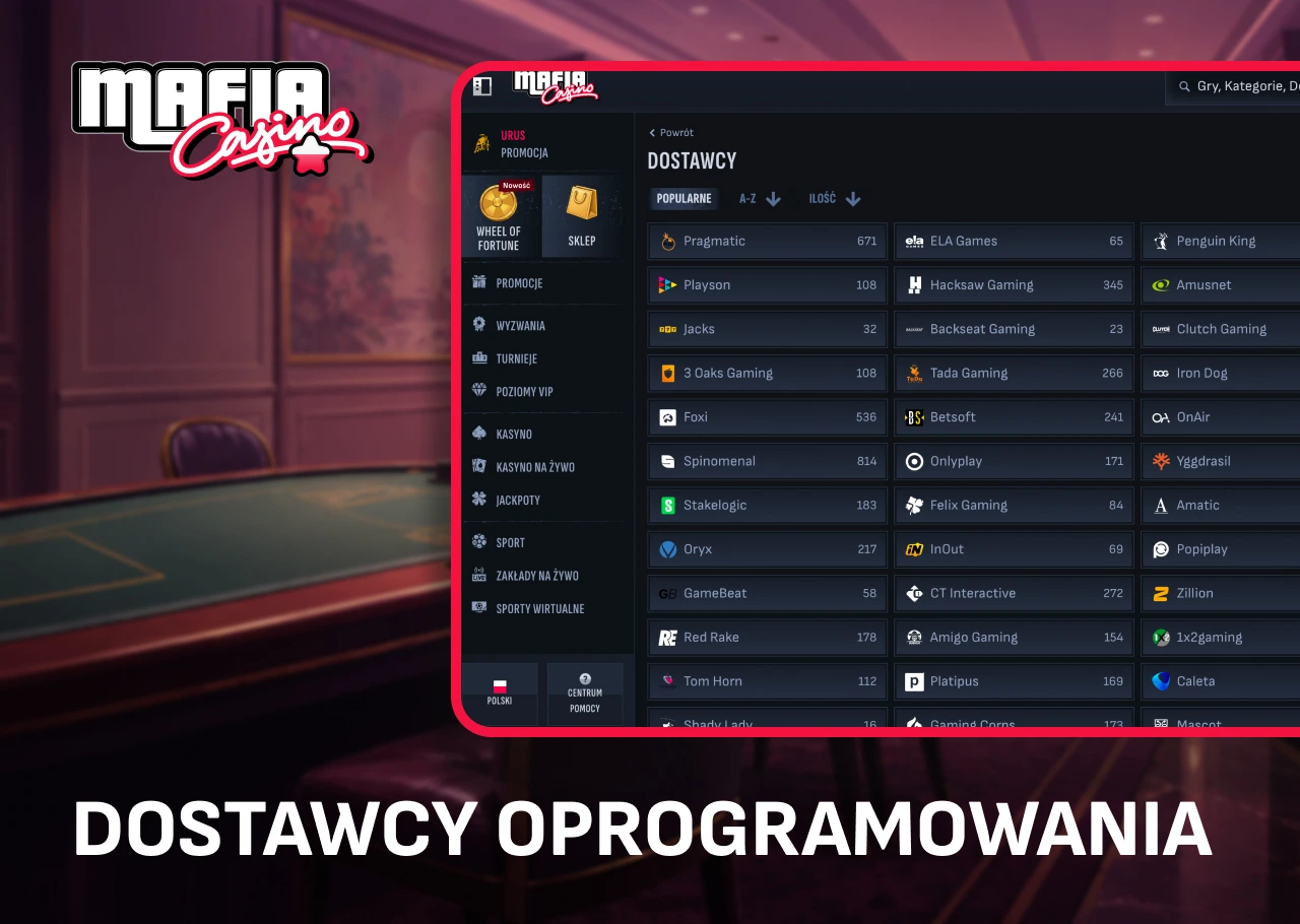 Logotypy wiodących dostawców oprogramowania do gier.
